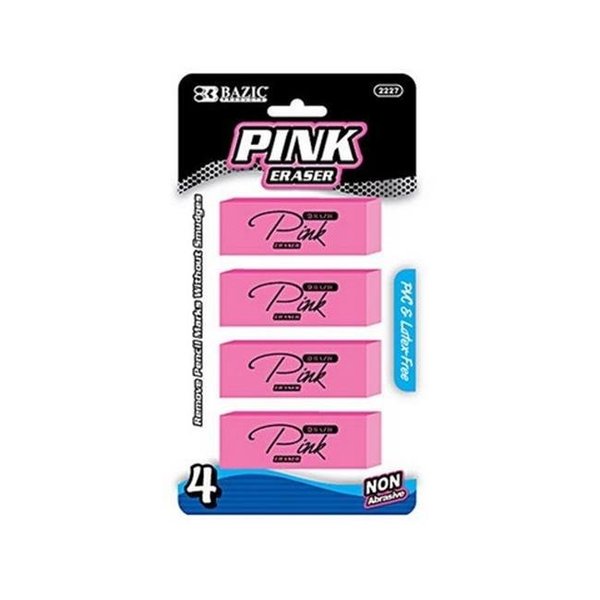 Bazic Products Bazic 2227  Pink Bevel Eraser (4/Pack) Pack of 24 2227